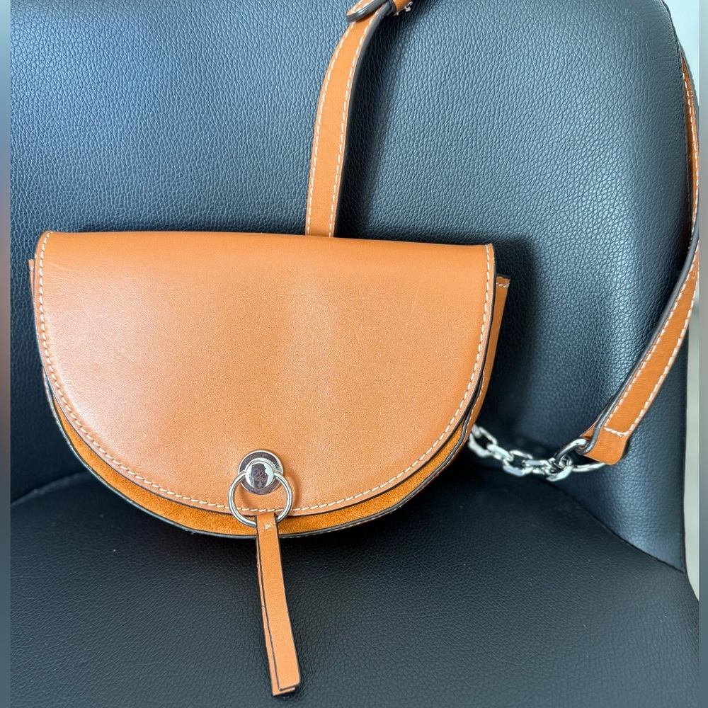 Zara Tan Leather Crossbody Bag